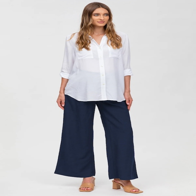 Made in Italy JOSEPH Blue Linen Maternity Pants